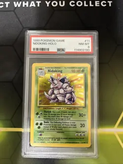 1999 WOTC POKEMON GAME BASE SET UNLIMITED NIDOKING 11/102 HOLO RARE PSA 8 NM-MT - Image 1