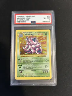 Pokemon Base Set Shadowless Nidoking 11/102 1999 Holo Rare - PSA 8 NM-MT - Image 1