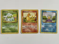Pokemon TCG Base Set 1999 Bulbasaur 44 Charmander 46 Squirtle 63 Played as Shown - Image 1