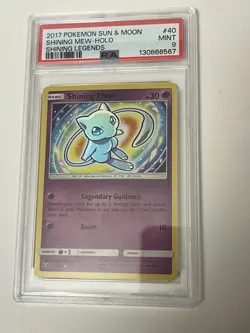 2017 POKEMON SUN & MOON SHINING LEGENDS #40 SHINING MEW-HOLO PSA 9 New 9 Cert - Image 1
