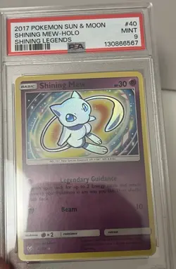 2017 POKEMON SUN & MOON SHINING LEGENDS #40 SHINING MEW-HOLO PSA 9 New 9 Cert - Image 3
