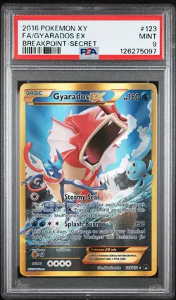2016 POKEMON XY BREAKPOINT SECRET #123 FULL ART/GYARADOS EX PSA 9 - Image 1