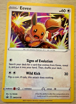 Pokemon TCG Eevee SWSH118 Sword & Shield Black Star Promo Holo Card - Image 1