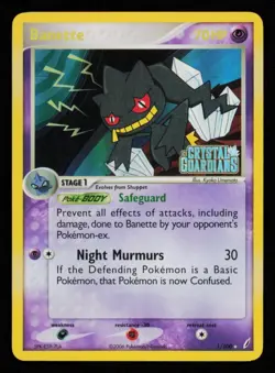 Pokemon Card Banette 1/100 Crystal Guardians Reverse Holo Foil Rare LP 2006 - Image 1