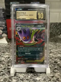 CGC 10 PRISTINE Mega Gengar Ex 056/094 HOLO RARE Phantasmal Flames Pokemon Card - Image 1