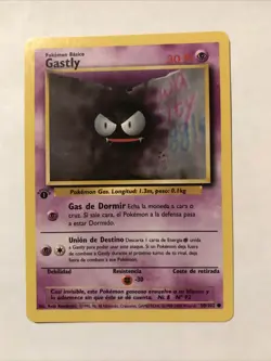 Pokemon TCG Gastly Base Set Spanish 50/102 1st Edition Common Card - Image 1