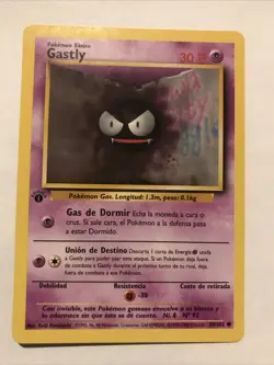 Pokemon TCG Gastly Base Set Spanish 50/102 1st Edition Common Card - Image 1