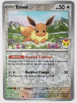 EXCLUSIVE HOLO Eevee 074/131 NM/M STAMPED POKEMON DAY Prismatic Evolutions Card - Image 1