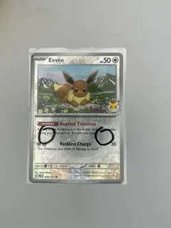 *2 Swirls* 2025 Pokemon Day Stamp Eevee 074/131 Prismatic Evolutions Promo Nm - Image 1
