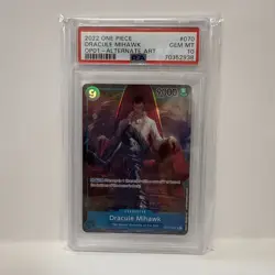 2022 ONE PIECE ROMANCE DAWN #OP01-070 DRACULE MIHAWK ALTERNATE ART PSA 10 - Image 1