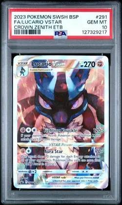 PSA 10 Gem Mint - Lucario Vstar Crown Zenith ETB 291 Pokemon Black Star Promo - Image 1