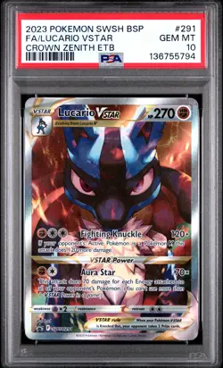 2023 POKEMON SWSH BLACK STAR PROMO #291 FULL ART/LUCARIO VSTAR PSA 10 - Image 1