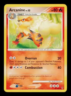 Pokemon Card Arcanine 50/147 DP Supreme Victors Rare Vintage lv.32 LP 2009 - Image 1