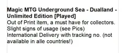 Magic MTG Underground Sea - Dualland - Unlimited Edition [Played] - Image 3