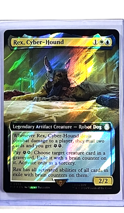MTG Magic The Gathering PIP Fallout Surge Foil Borderless #955 Rex Cyber Hound - Image 1