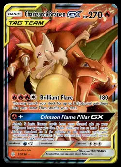 2019 Sun & Moon - Cosmic Eclipse Charizard & Braixen-GX Basic/Rare Holo GX #22 - Image 1