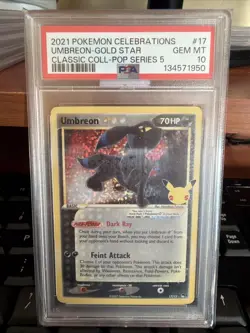 Pokemon Umbreon Gold Star 2021 Celebrations Classic Collection #17 PSA 10 - Image 1