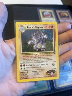 Brock’s Rhydon 2/132 Gym Heroes holoMint W Swirl Pokemon Card TCG - Image 1