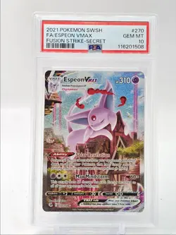 ESPEON VMAX 2021 POKEMON SWSH FUSION STRIKE SECRET RARE 270/264 PSA 10 Q5775 - Image 1