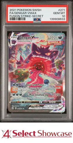 2021 POKEMON SWSH FUSION STRIKE SECRET #271 FA/ GENGAR VMAX 4SC ELITE PSA 10 - Image 1