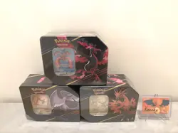 Pokemon TCG: Crown Zenith Tin Set of 3 - Galarian Articuno Zapdos Moltres SEALED - Image 1