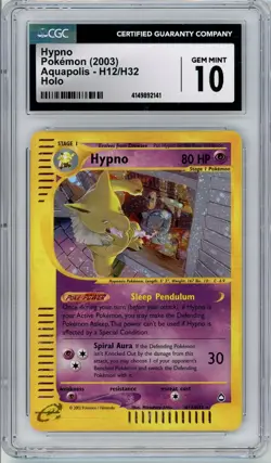 Pokemon Hypno #H12 Aquapolis CGC 10 Gem Mint - Image 1