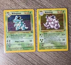 Nidoking & Nidoqueen - 11/102 & 7/64 - Pokemon Base Set & Jungle, Holo Rare MP - Image 1