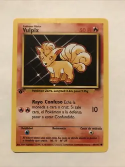 Pokemon TCG Vulpix Base Set 68/102 Regular 1st Edition Common Spanish Card - Image 1
