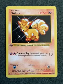 Vulpix *1st Edition* Vintage English Shadowless Base Set Pokemon TCG Card 68/102 - Image 1