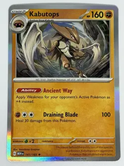 Kabutops Holo Rare 141/165 Scarlet & Violet 151 Pokemon Card NM - Image 1