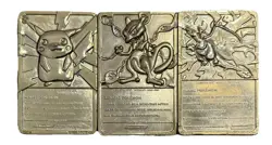 Burger King Pokemon Gold Metal Cards Charizard Pikachu Mewtwo Lot 1999 - Image 2