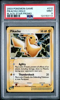 Pokemon Pikachu 012 Black Star Promo PSA 9 MINT EX Series Collector's Tin - Image 1