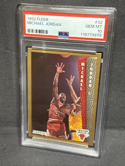 1992 FLEER #32 MICHAEL JORDAN PSA 10 GEM MINT!!! ICONIC CARD! - Image 1
