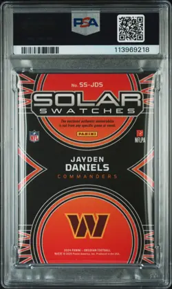 2024 PANINI OBSIDIAN #SSJDS JAYDEN DANIELS SOLAR SWATCHES PSA GEM MINT 10 - Image 2