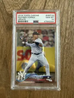 2018 Topps Chrome Update #HMT26 Gleyber Torres Yankees RC Rookie PSA 10 GEM MINT - Image 1