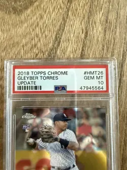 2018 Topps Chrome Update #HMT26 Gleyber Torres Yankees RC Rookie PSA 10 GEM MINT - Image 3