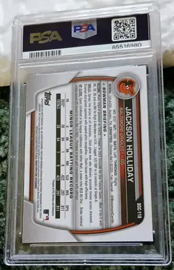 2023 BOWMAN DRAFT CHROME #BDC118 JACKSON HOLLIDAY RC ROOKIE PSA 10 GEM MINT - Image 2