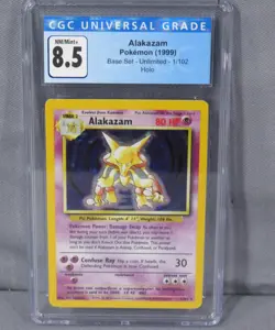ALAKAZAM #1/102 Pokemon 1999 Base Set Unlimted Holo CGC Graded 8.5 NM/Mint+ - Image 1