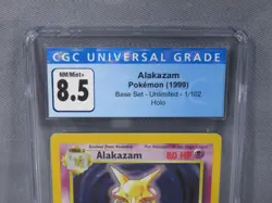 ALAKAZAM #1/102 Pokemon 1999 Base Set Unlimted Holo CGC Graded 8.5 NM/Mint+ - Image 2