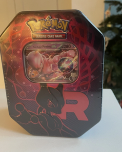 Pokemon TCG Destined Rivals Team Rocket’s Mewtwo Tin New & Sealed - Image 1
