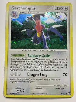 Pokemon Garchomp 2007 LV.66 Holo Card 9/123 Mysterious Treasures MP - Image 1
