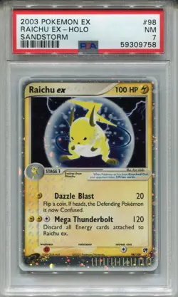 Pokemon Ex Sandstorm Ex-Holo Card #98 Raichu PSA 7 - Image 1