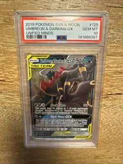 2019 Pokemon Umbreon & Darkrai GX 125/236 Sm-Unified Minds Holo Sun & Moon PSA1O - Image 1