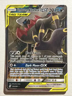 2019 Pokemon Sun & Moon Unified Minds Umbreon & Darkrai GX Tag Team 125/236 - Image 1