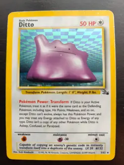 Ditto 3/62 Fossil Holo Rare Vintage Pokemon Card 1999 WOTC - Image 2
