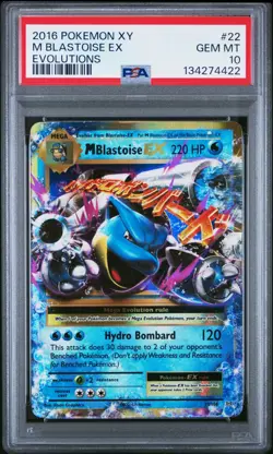 2016 POKEMON XY EVOLUTIONS #22 M BLASTOISE EX EVOLUTIONS GEM MINT PSA 10 - Image 1