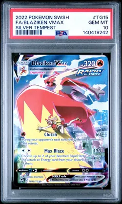 2022 POKEMON SWORD & SHIELD SILVER TEMPEST #TG15 FULL ART/BLAZIKEN VMAX PSA 10 - Image 1