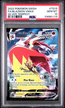 2022 POKEMON SWORD & SHIELD SILVER TEMPEST FA/BLAZIKEN VMAX#TG15 PSA 10 - Image 1