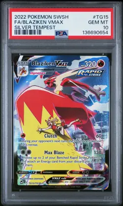2022 POKEMON SWORD & SHIELD SILVER TEMPEST #TG15 FULL ART/BLAZIKEN VMAX PSA 10 - Image 1