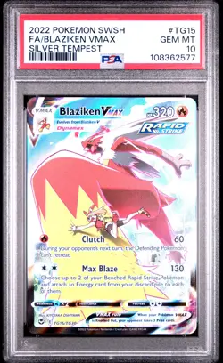 2022 POKEMON SWORD & SHIELD SILVER TEMPEST #TG15 FULL ART/BLAZIKEN VMAX PSA 10 - Image 1